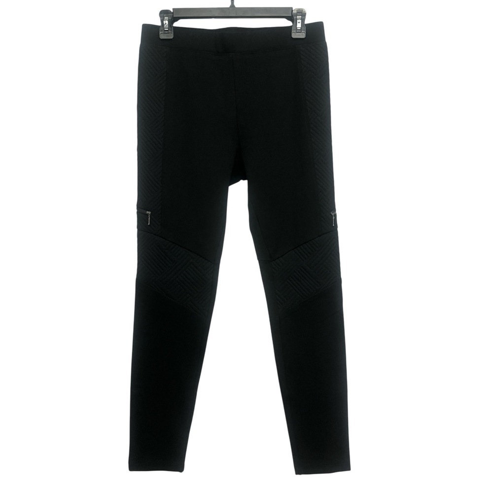 Anne Fontaine Black Full Length Legging Size 40 Zipper Detail Quilting